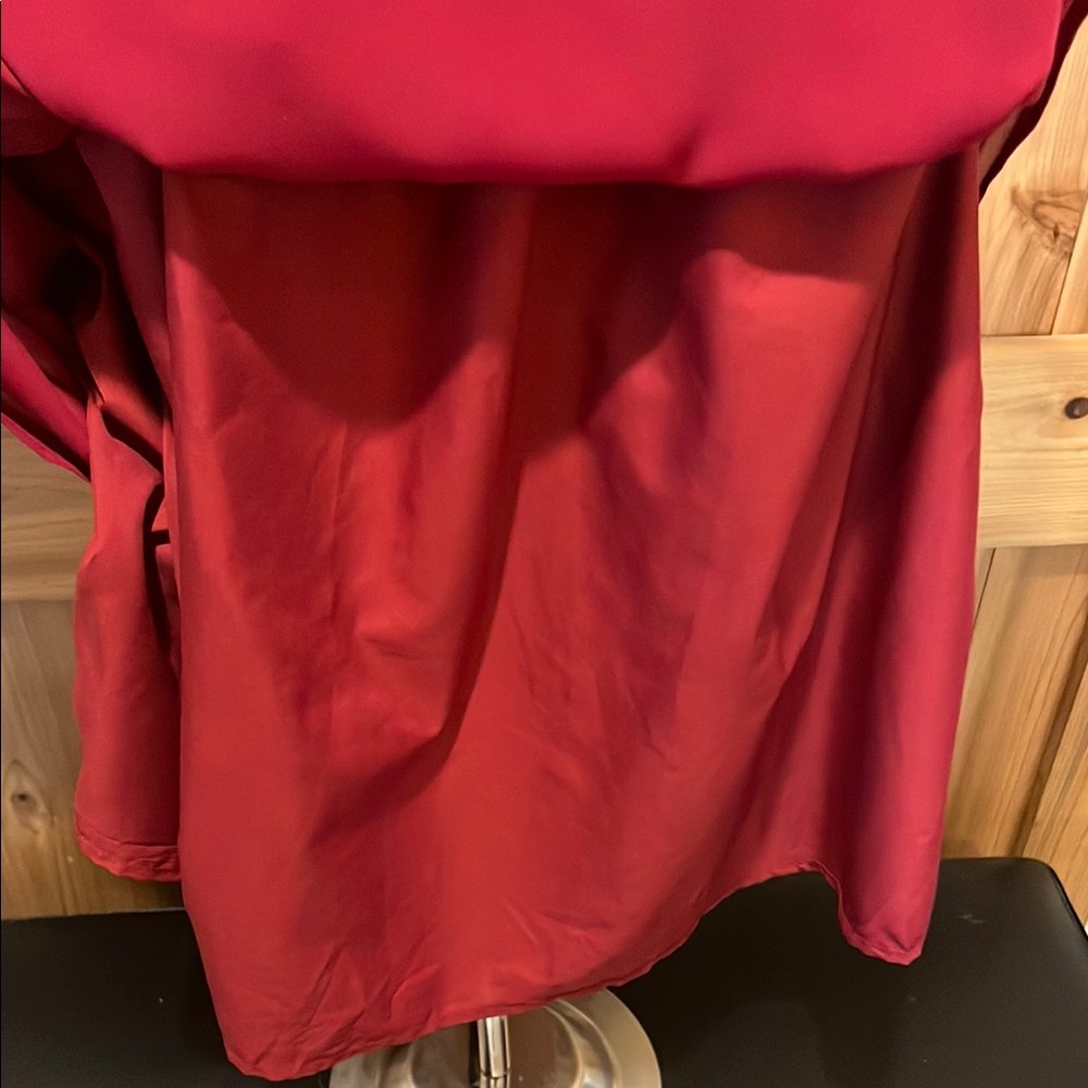 BloomChic Ruby Red Blouse with Pleated Design - Picture 6 of 9
